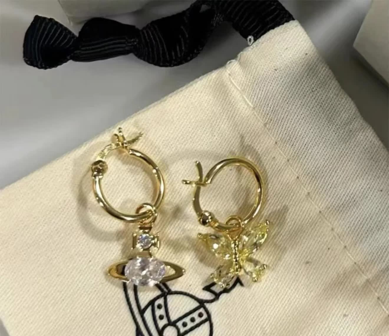 Vivienne Westwood Orb Butterfly Earrings and Necklace Set
